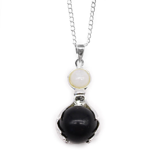 Gemstone Healing Hands Pendant Necklace - Black Agate product packaging on clean background from Quintessential Holistic Health Ltd