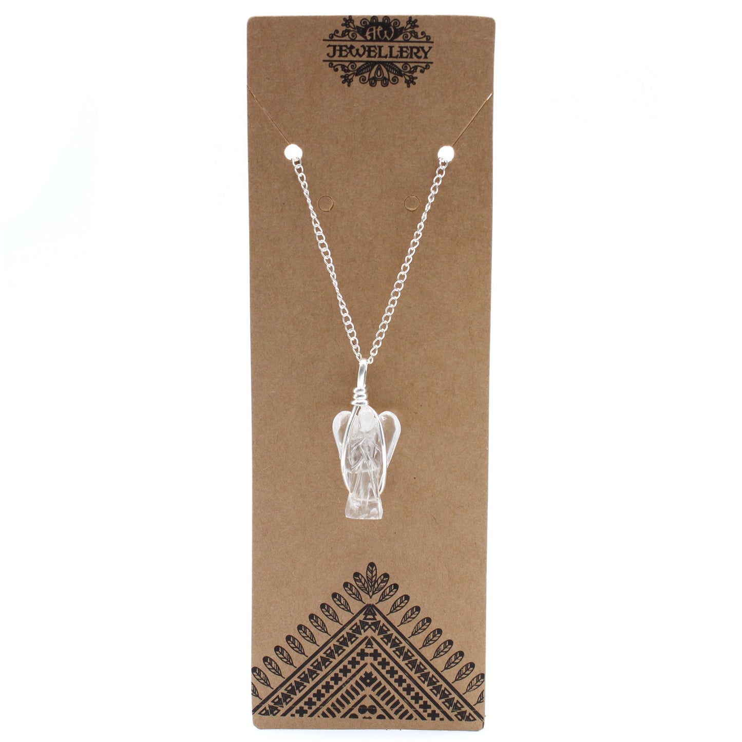 Gemstone Guardian Angel Pendant Necklace - Rock Quartz product packaging on clean background from Quintessential Holistic Health Ltd