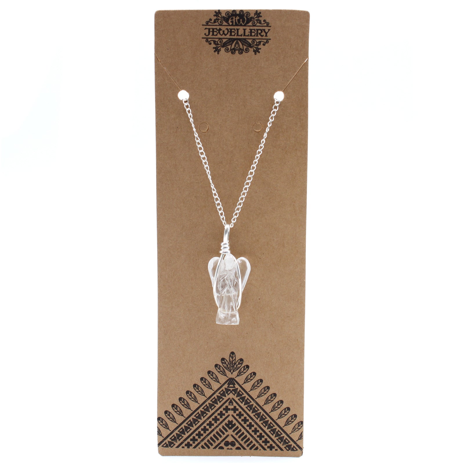 Gemstone Guardian Angel Pendant Necklace - Rock Quartz product packaging on clean background from Quintessential Holistic Health Ltd