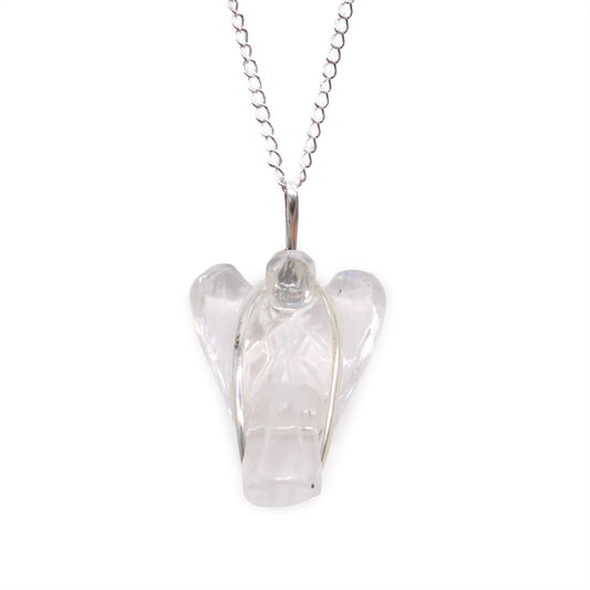 Gemstone Guardian Angel Pendant Necklace - Rock Quartz product packaging on clean background from Quintessential Holistic Health Ltd