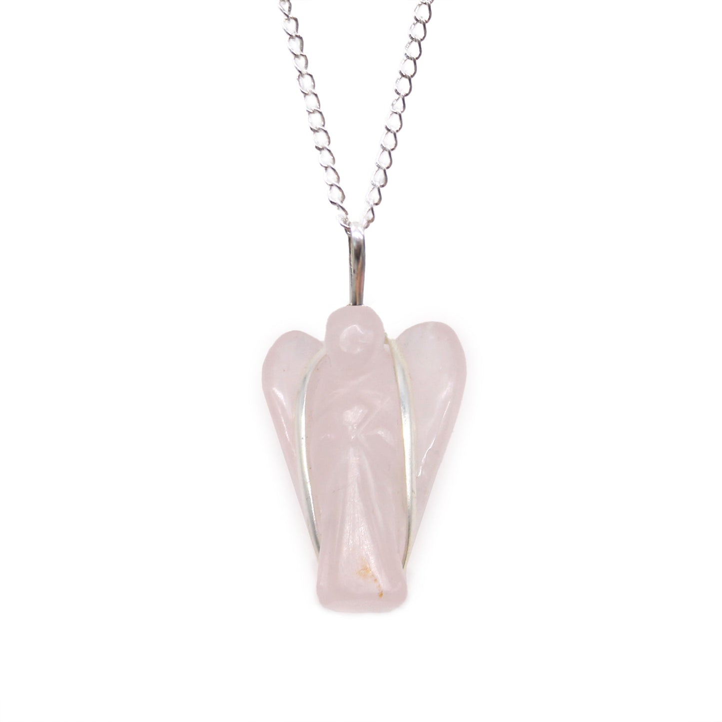 Gemstone Guardian Angel Pendant Necklace - Rose Quartz product packaging on clean background from Quintessential Holistic Health Ltd