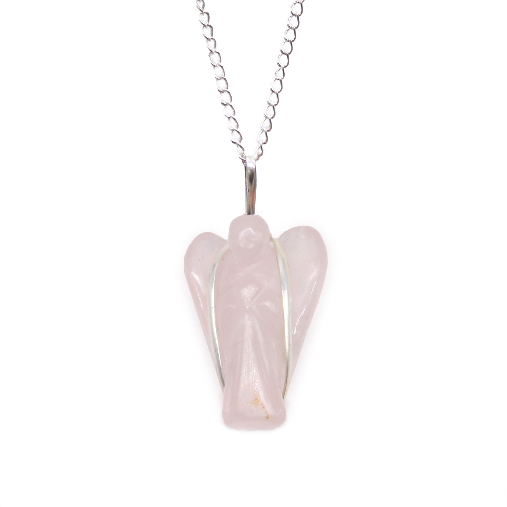 Gemstone Guardian Angel Pendant Necklace - Rose Quartz product packaging on clean background from Quintessential Holistic Health Ltd