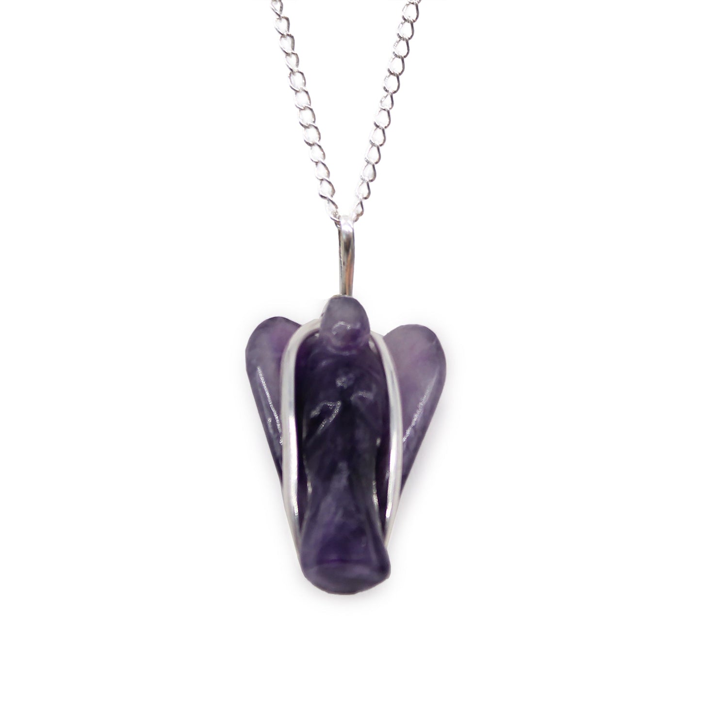 Gemstone Guardian Angel Pendant Necklace - Amethyst product packaging on clean background from Quintessential Holistic Health Ltd
