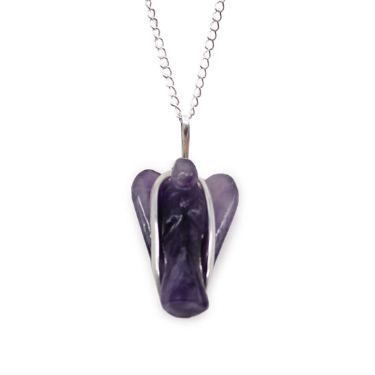Gemstone Guardian Angel Pendant Necklace - Amethyst product packaging on clean background from Quintessential Holistic Health Ltd