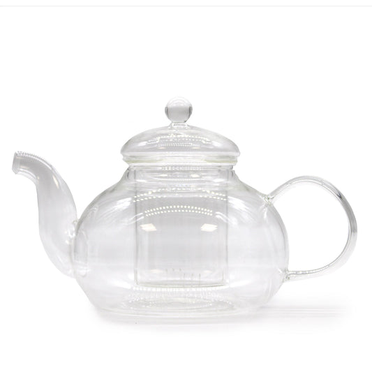 800ml Round Pearl Glass Infuser Teapot product packaging on clean background from Quintessential Holistic Health Ltd