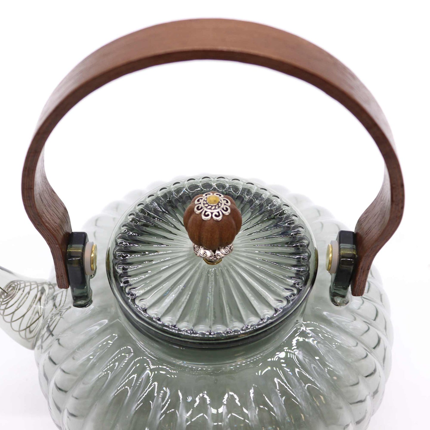 950ml Charcoal Ribbed Pearl Glass Infuser Teapot product packaging on clean background from Quintessential Holistic Health Ltd