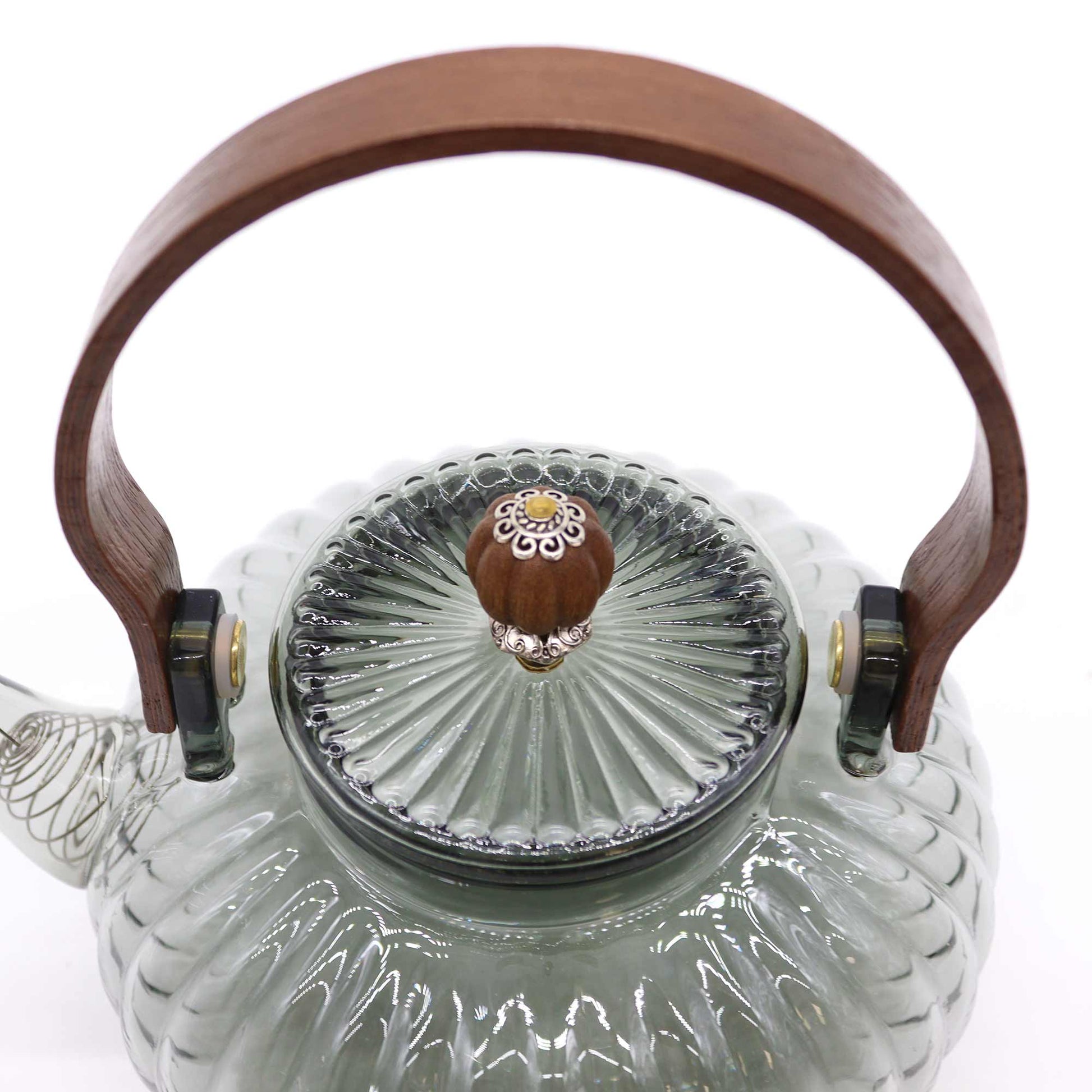 950ml Charcoal Ribbed Pearl Glass Infuser Teapot product packaging on clean background from Quintessential Holistic Health Ltd