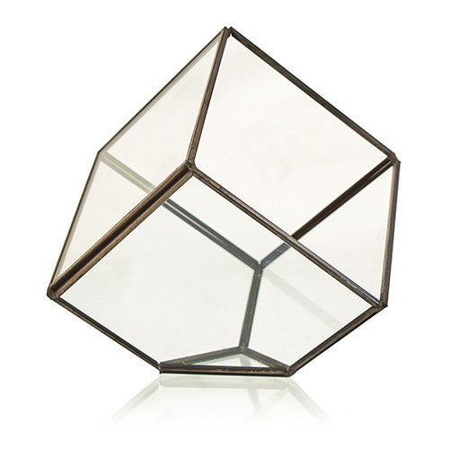 Glass and Brass Terrarium - Corner - Cube - main product image from Quintessential Holistic Health Ltd UK