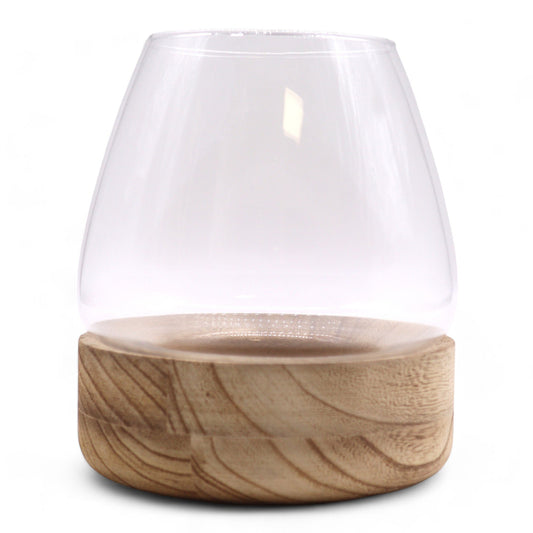 Glass Terrarium on Tung Wood - Large - Natural - main product image from Quintessential Holistic Health Ltd UK