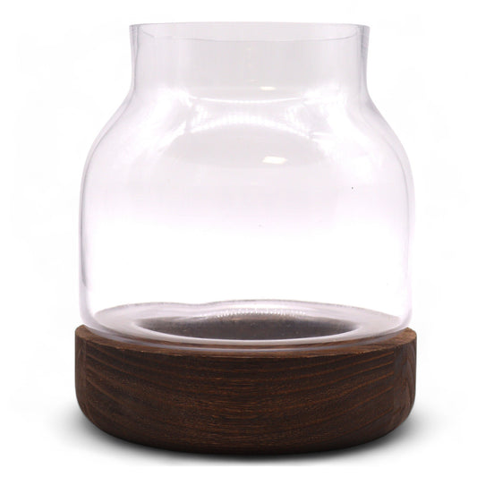 Glass Terrarium on Tung Wood - Medium - Dark - main product image from Quintessential Holistic Health Ltd UK