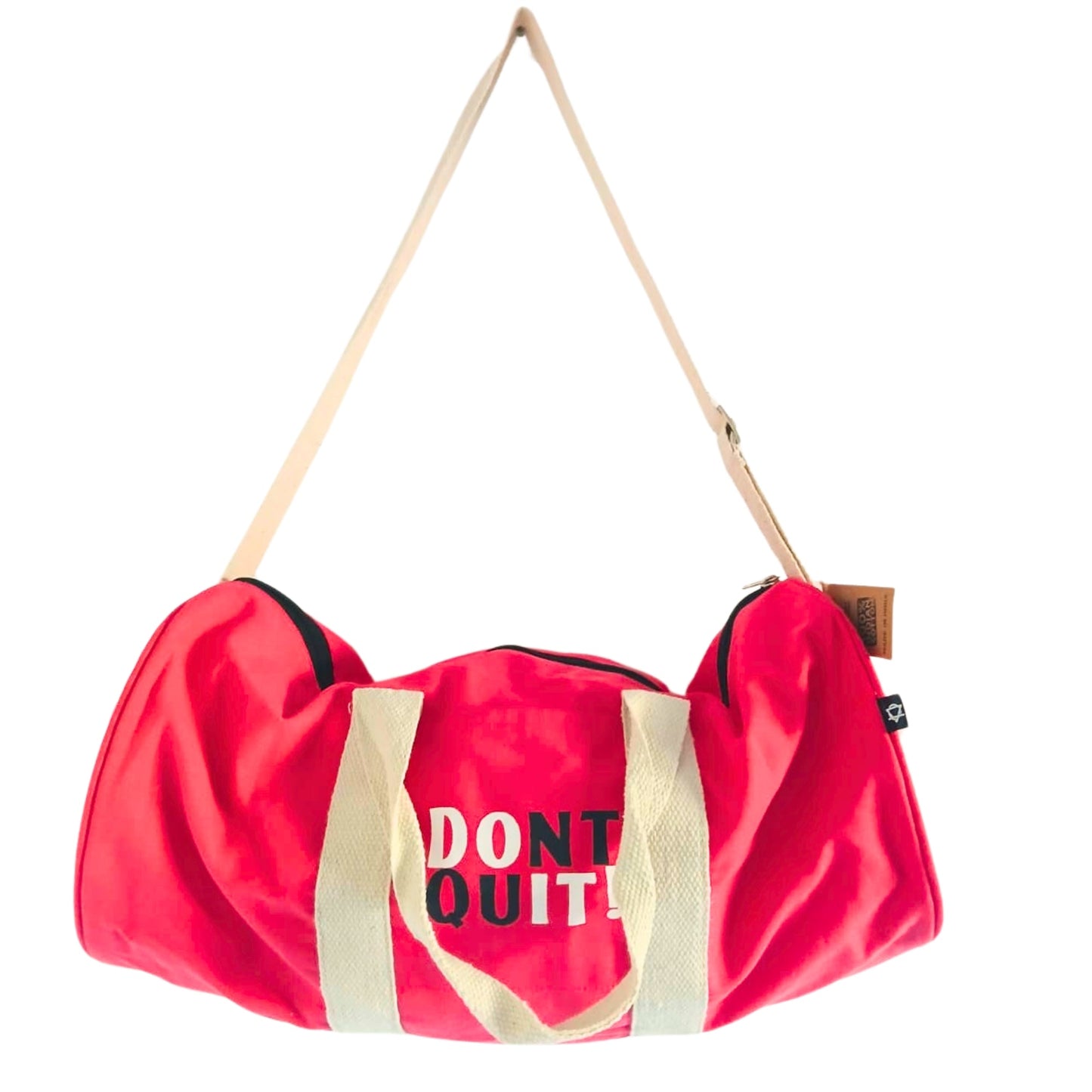 Eco-Friendly 100% Gym Bag - Don't Quit / Cherry Pink product packaging on clean background from Quintessential Holistic Health Ltd