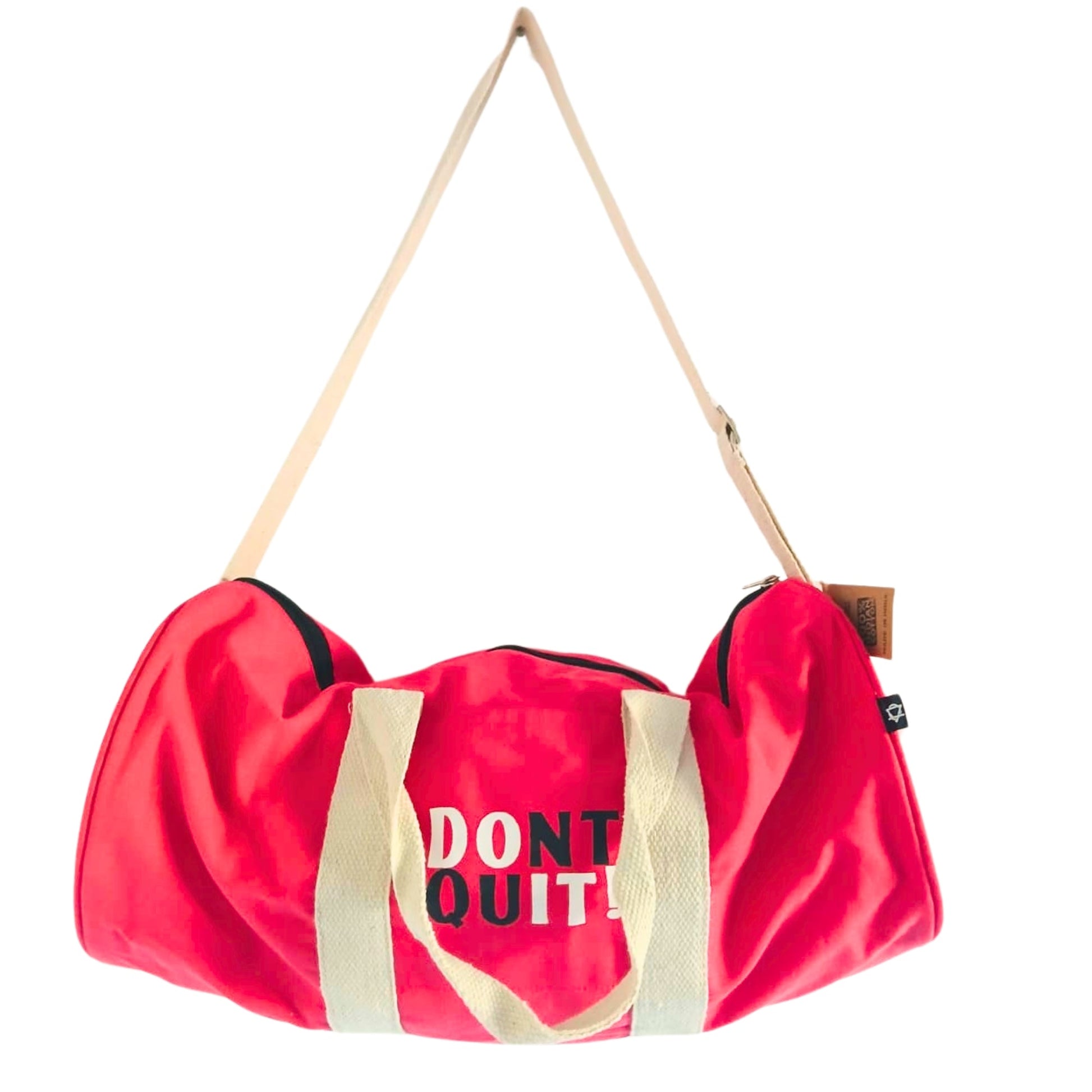 Eco-Friendly 100% Gym Bag - Don't Quit / Cherry Pink product packaging on clean background from Quintessential Holistic Health Ltd