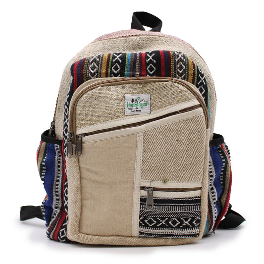 Eco-Friendly Hemp and Cotton Backpack - Small / Zipped / Random Colour product packaging on clean background from Quintessential Holistic Health Ltd