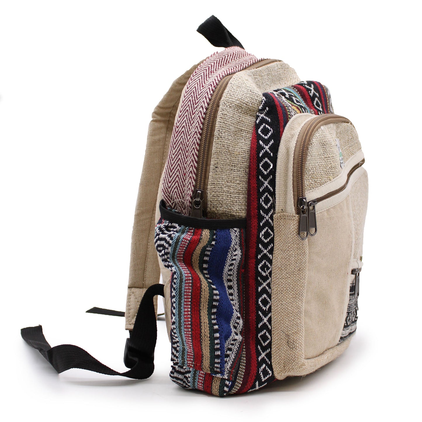 Eco-Friendly Hemp and Cotton Backpack - Small / Zipped / Random Colour product packaging on clean background from Quintessential Holistic Health Ltd