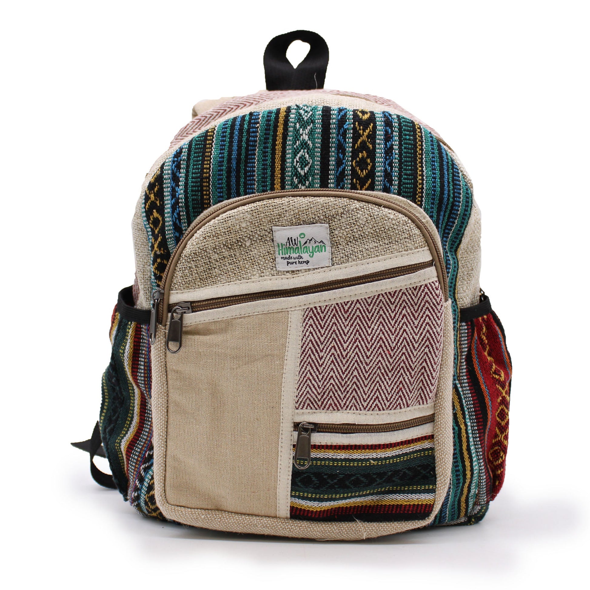 Eco-Friendly Hemp and Cotton Backpack - Small / Zipped / Random Colour product packaging on clean background from Quintessential Holistic Health Ltd