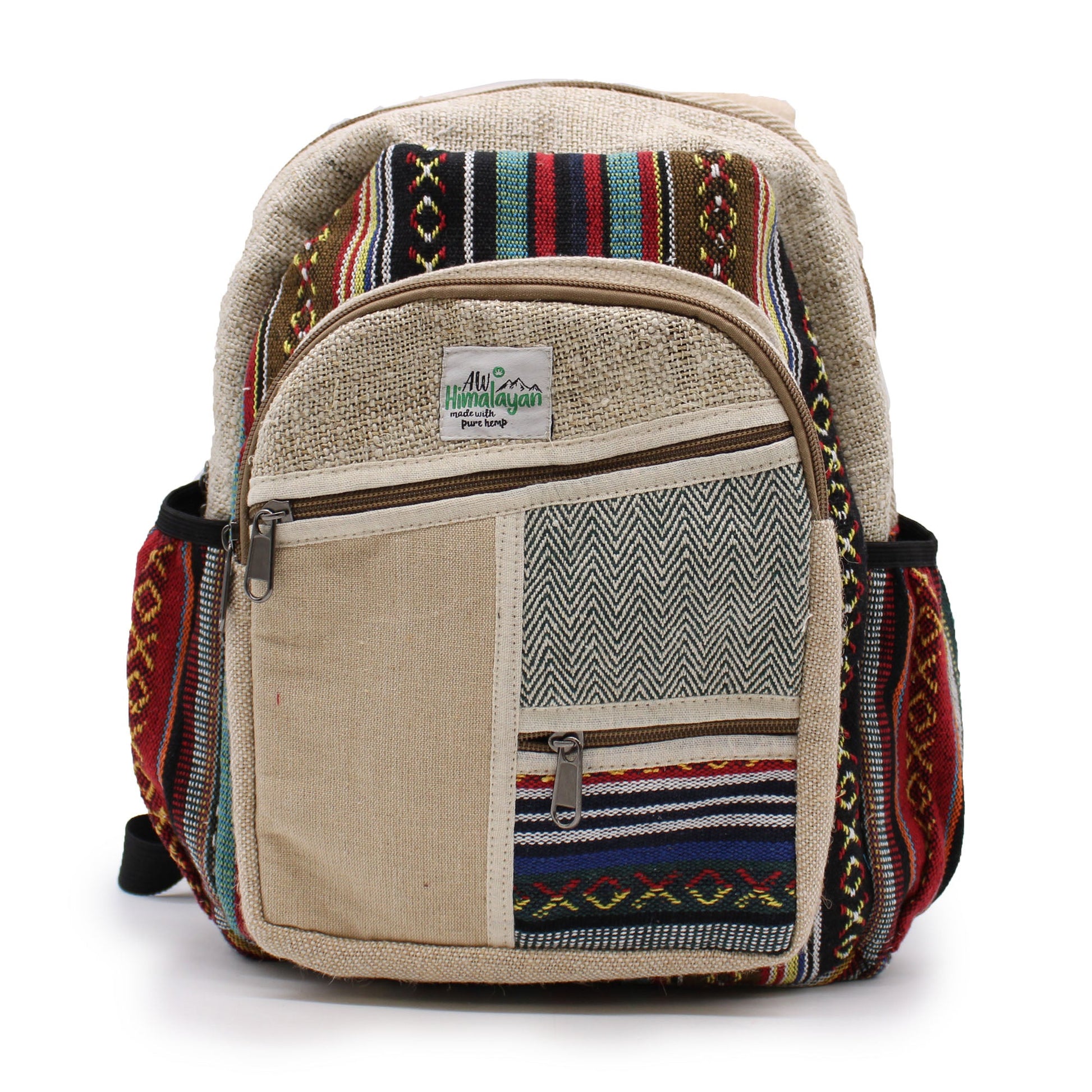 Eco-Friendly Hemp and Cotton Backpack - Small / Zipped / Random Colour product packaging on clean background from Quintessential Holistic Health Ltd