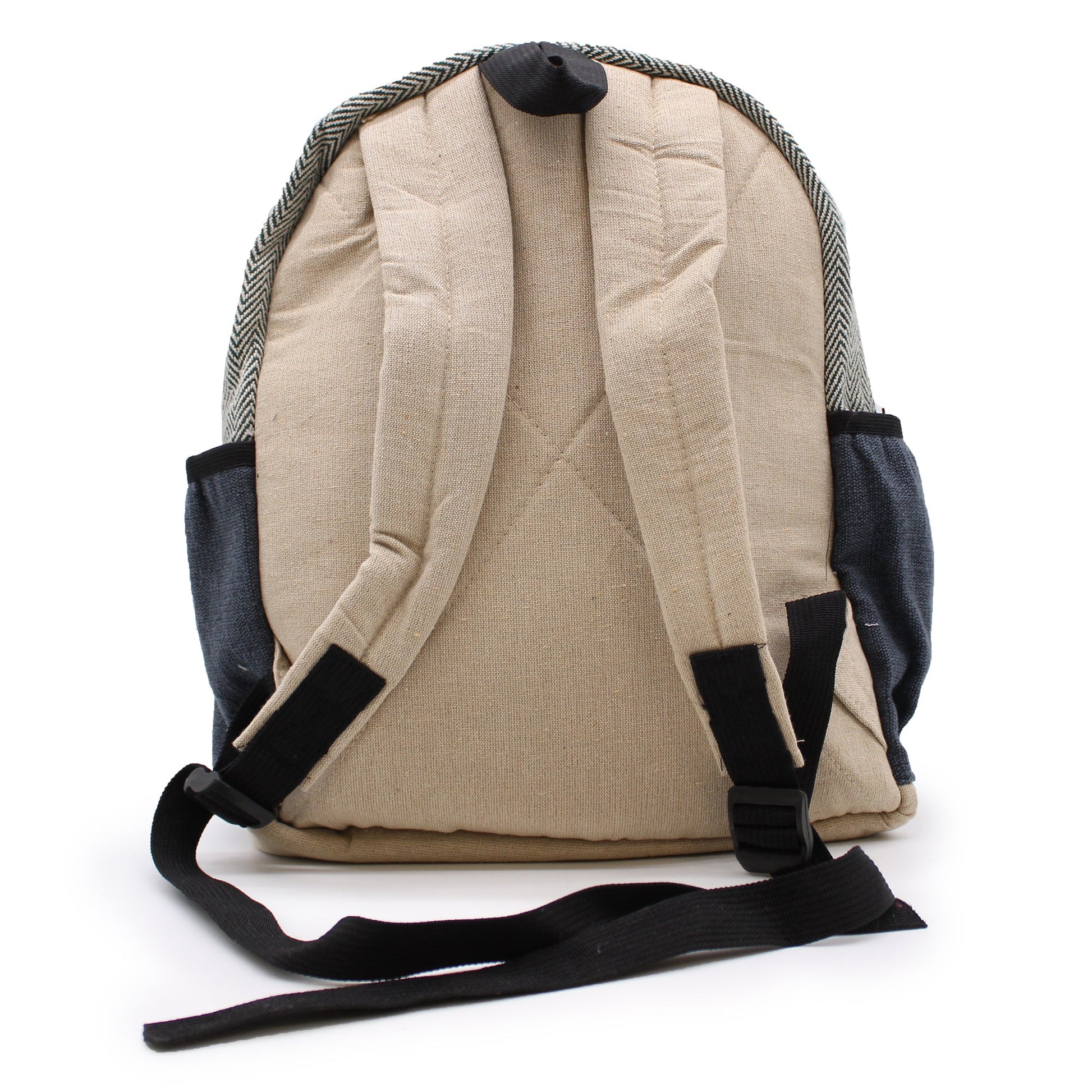 Eco-Friendly Hemp and Cotton Backpack - Small / Rope and Pockets / Random Colour product packaging on clean background from Quintessential Holistic Health Ltd