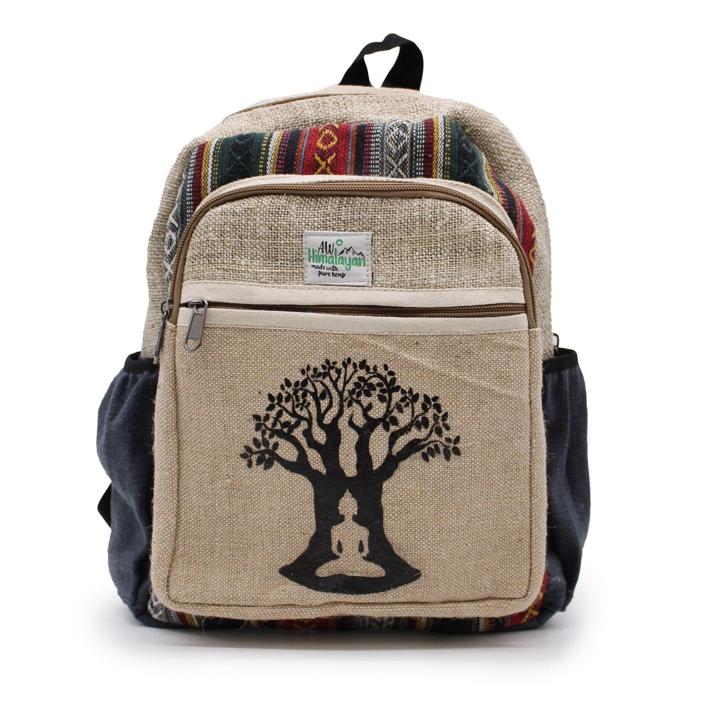 Eco-Friendly Hemp and Cotton Backpack - Small / Bohdi Tree / Random Colour product packaging on clean background from Quintessential Holistic Health Ltd