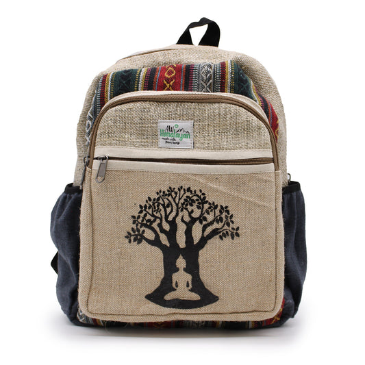 Eco-Friendly Hemp and Cotton Backpack - Small / Bohdi Tree / Random Colour product packaging on clean background from Quintessential Holistic Health Ltd