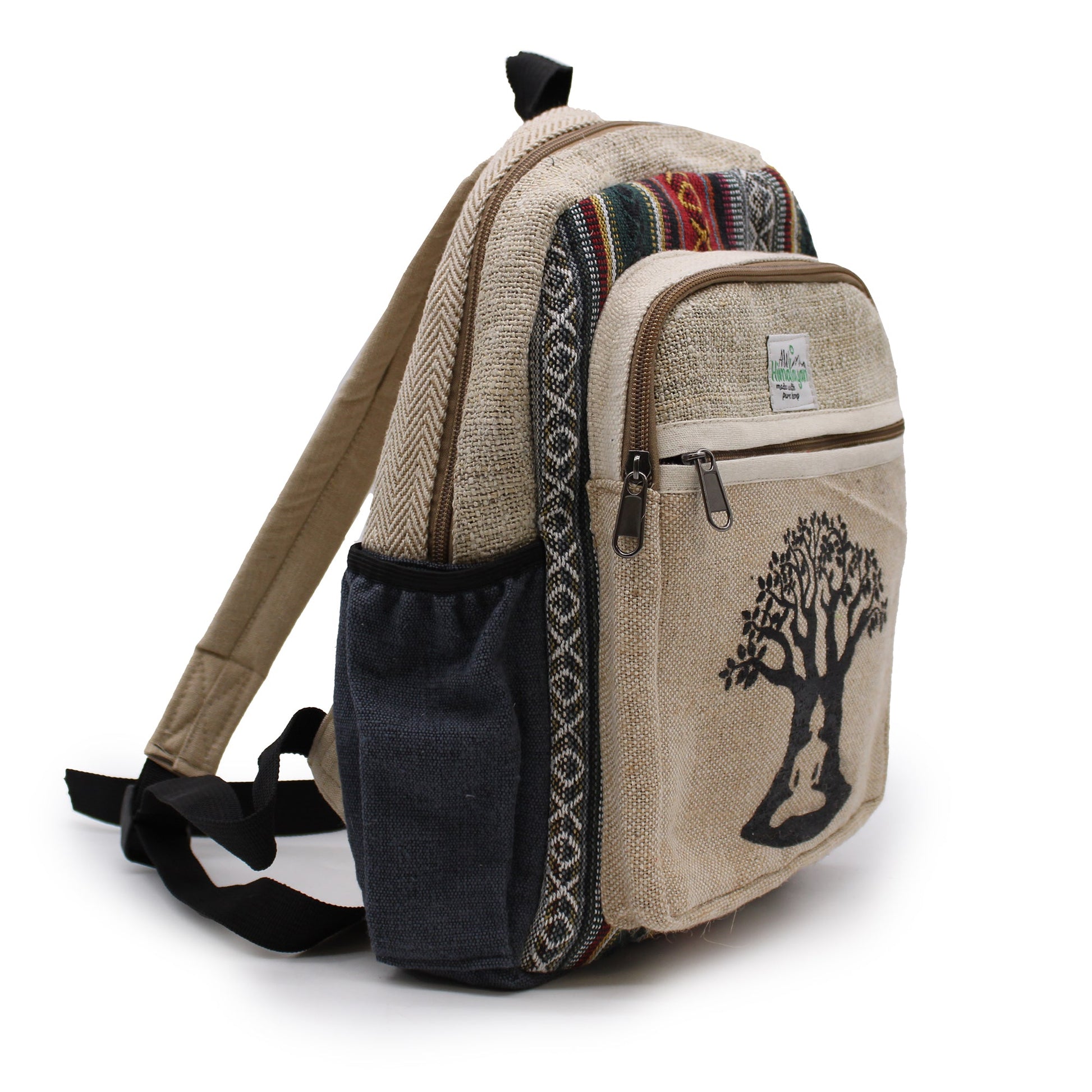 Eco-Friendly Hemp and Cotton Backpack - Small / Bohdi Tree / Random Colour product packaging on clean background from Quintessential Holistic Health Ltd