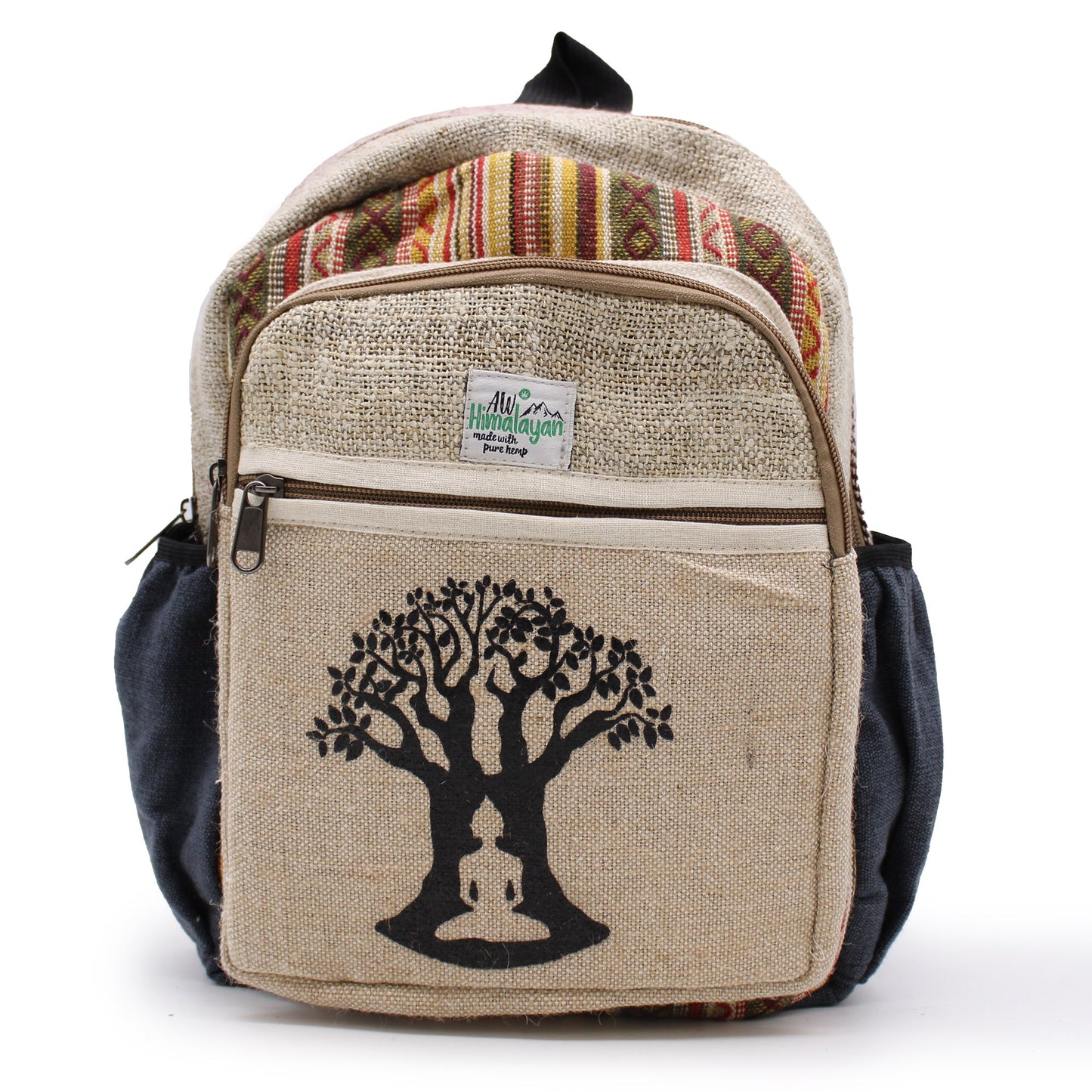 Eco-Friendly Hemp and Cotton Backpack - Small / Bohdi Tree / Random Colour product packaging on clean background from Quintessential Holistic Health Ltd