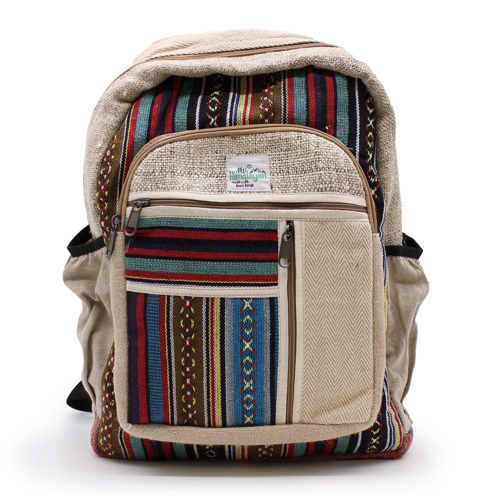 Eco-Friendly Hemp and Cotton Backpack - Large / Zipped / Random Colour product packaging on clean background from Quintessential Holistic Health Ltd