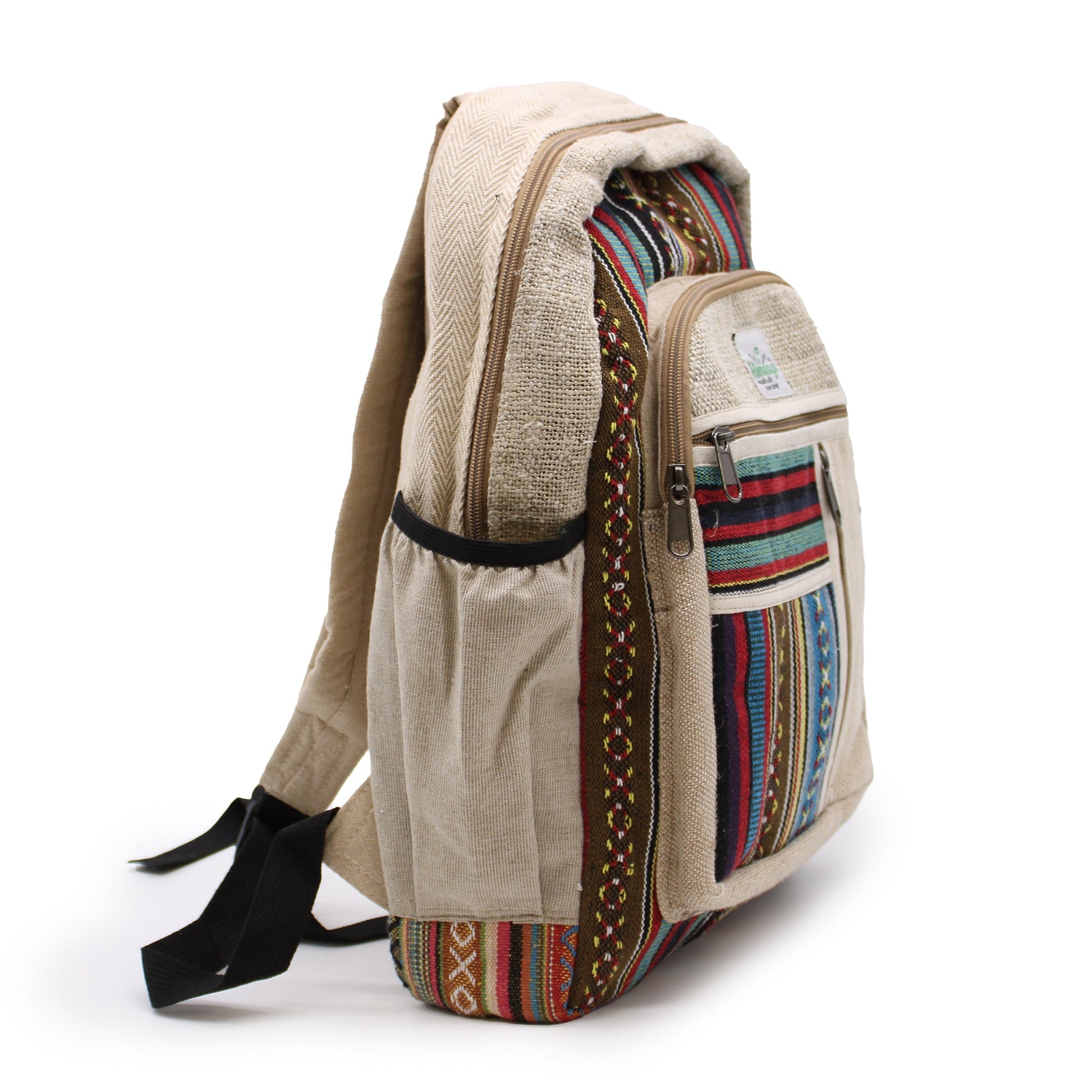 Eco-Friendly Hemp and Cotton Backpack - Large / Zipped / Random Colour product packaging on clean background from Quintessential Holistic Health Ltd