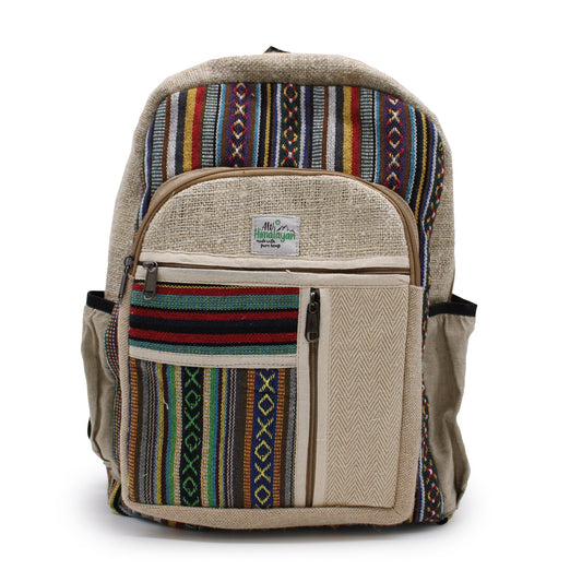 Eco-Friendly Hemp and Cotton Backpack - Large / Zipped / Random Colour product packaging on clean background from Quintessential Holistic Health Ltd