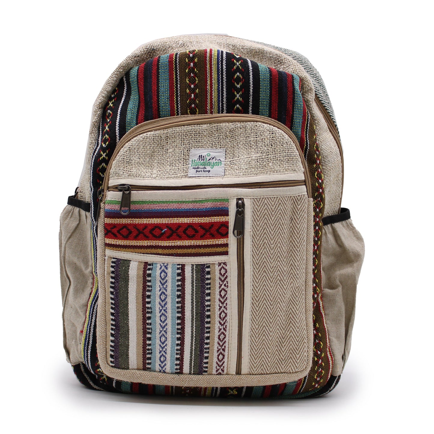 Eco-Friendly Hemp and Cotton Backpack - Large / Zipped / Random Colour product packaging on clean background from Quintessential Holistic Health Ltd