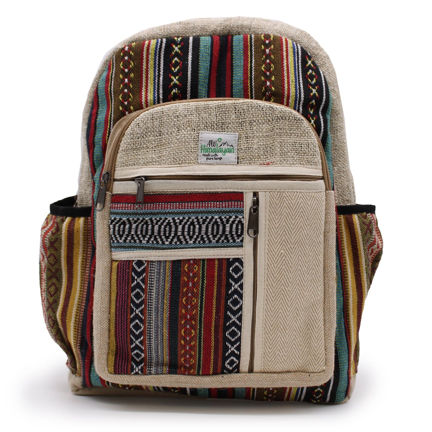 Eco-Friendly Hemp and Cotton Backpack - Large / Zipped / Random Colour product packaging on clean background from Quintessential Holistic Health Ltd