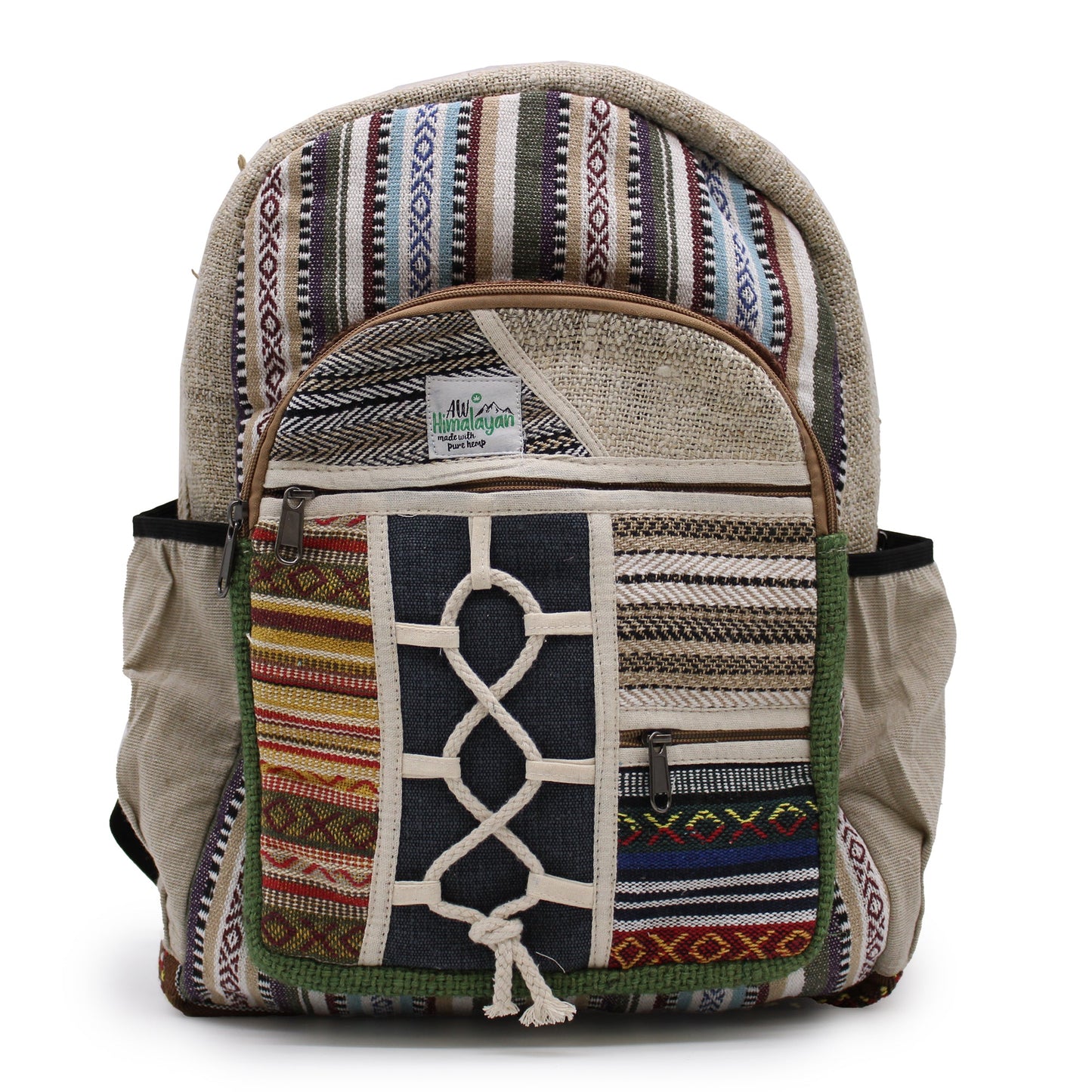 Eco-Friendly Hemp and Cotton Backpack - Large / Rope and Pockets / Random Colour product packaging on clean background from Quintessential Holistic Health Ltd