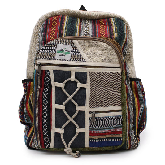 Eco-Friendly Hemp and Cotton Backpack - Large / Rope and Pockets / Random Colour product packaging on clean background from Quintessential Holistic Health Ltd
