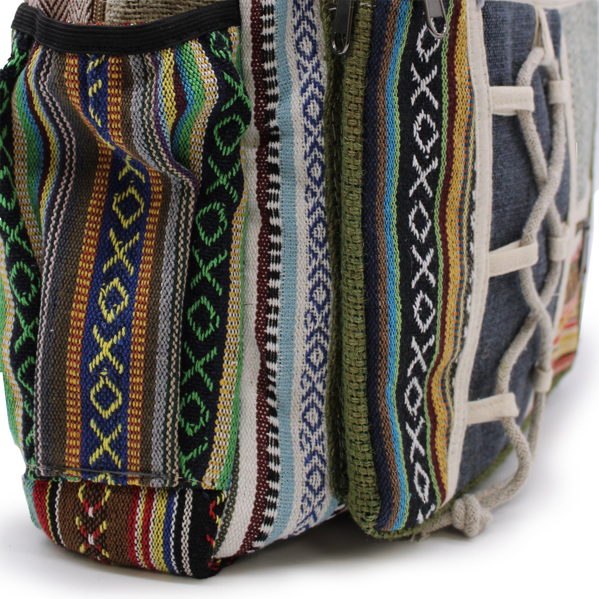 Eco-Friendly Hemp and Cotton Backpack - Large / Rope and Pockets / Random Colour product packaging on clean background from Quintessential Holistic Health Ltd