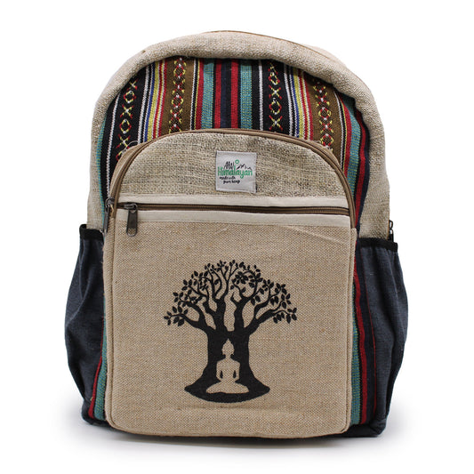Eco-Friendly Hemp and Cotton Backpack - Large / Bohdi Tree / Random Colour product packaging on clean background from Quintessential Holistic Health Ltd
