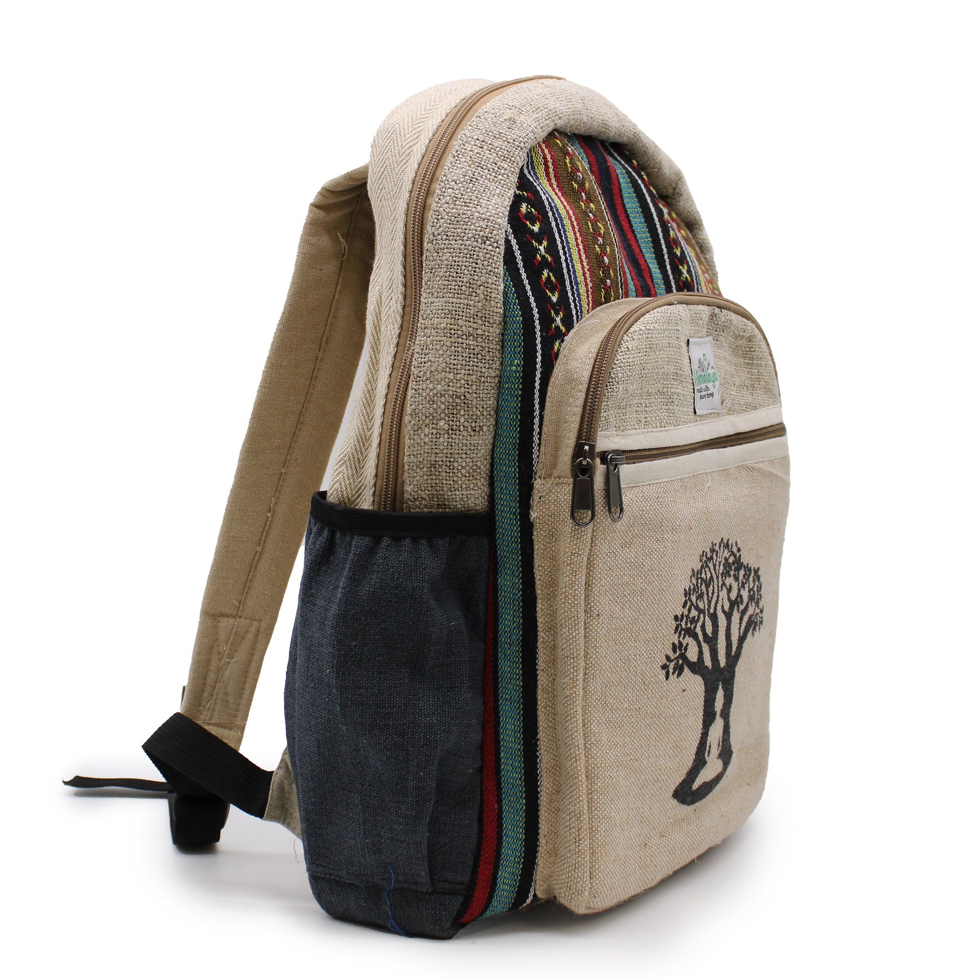 Eco-Friendly Hemp and Cotton Backpack - Large / Bohdi Tree / Random Colour product packaging on clean background from Quintessential Holistic Health Ltd