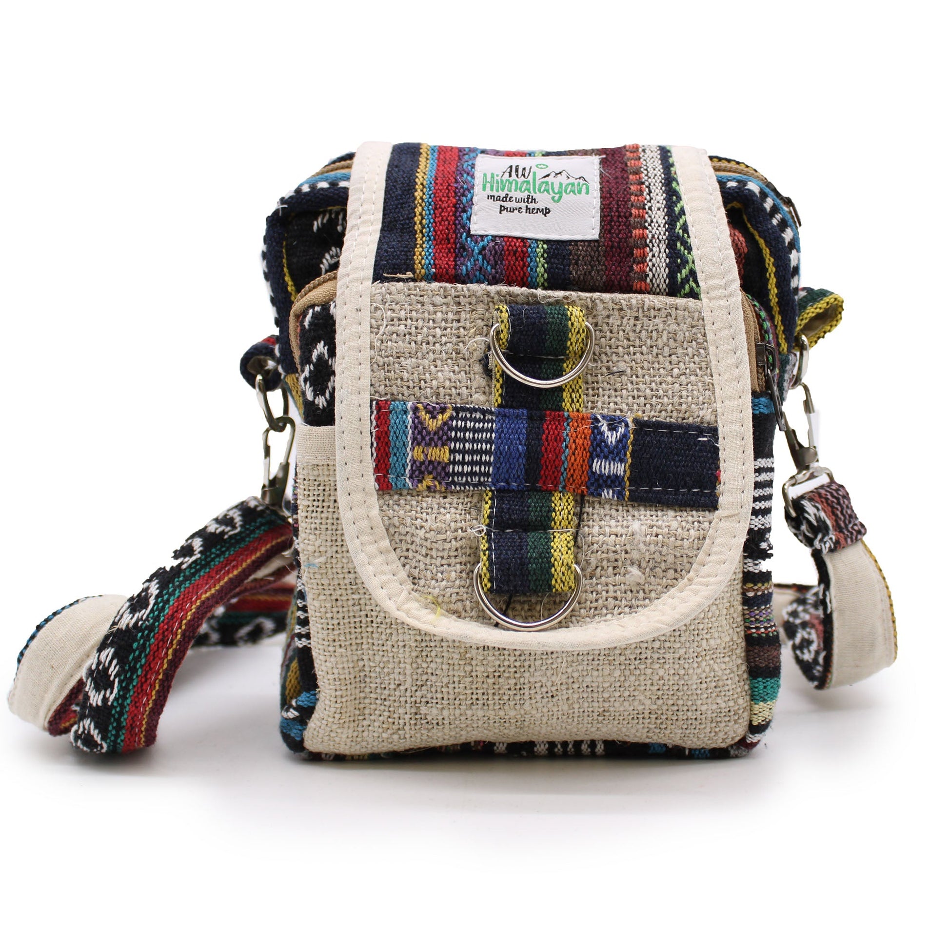 Eco-Friendly Hemp and Cotton Travel Bag - Multicolour product packaging on clean background from Quintessential Holistic Health Ltd
