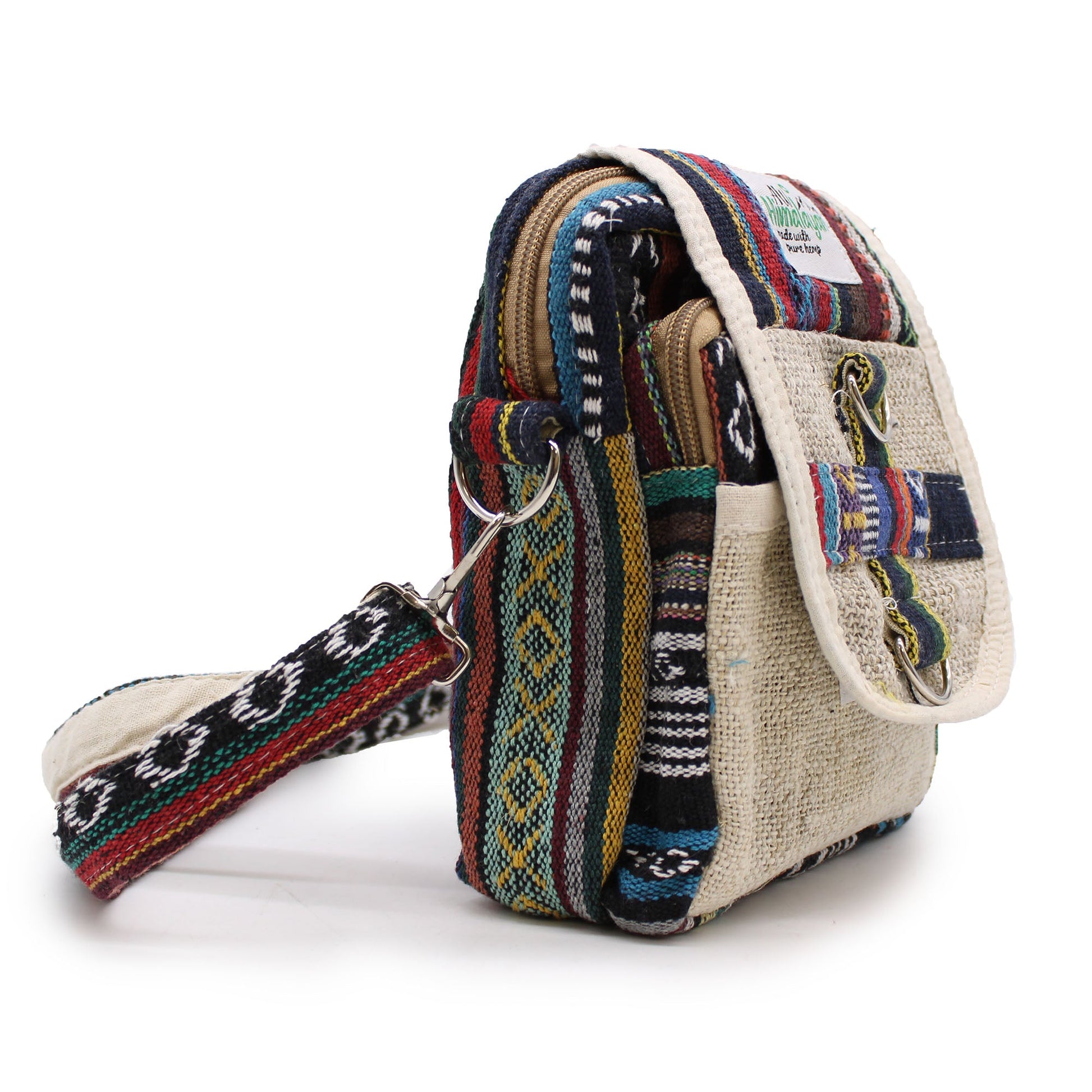 Eco-Friendly Hemp and Cotton Travel Bag - Multicolour product packaging on clean background from Quintessential Holistic Health Ltd