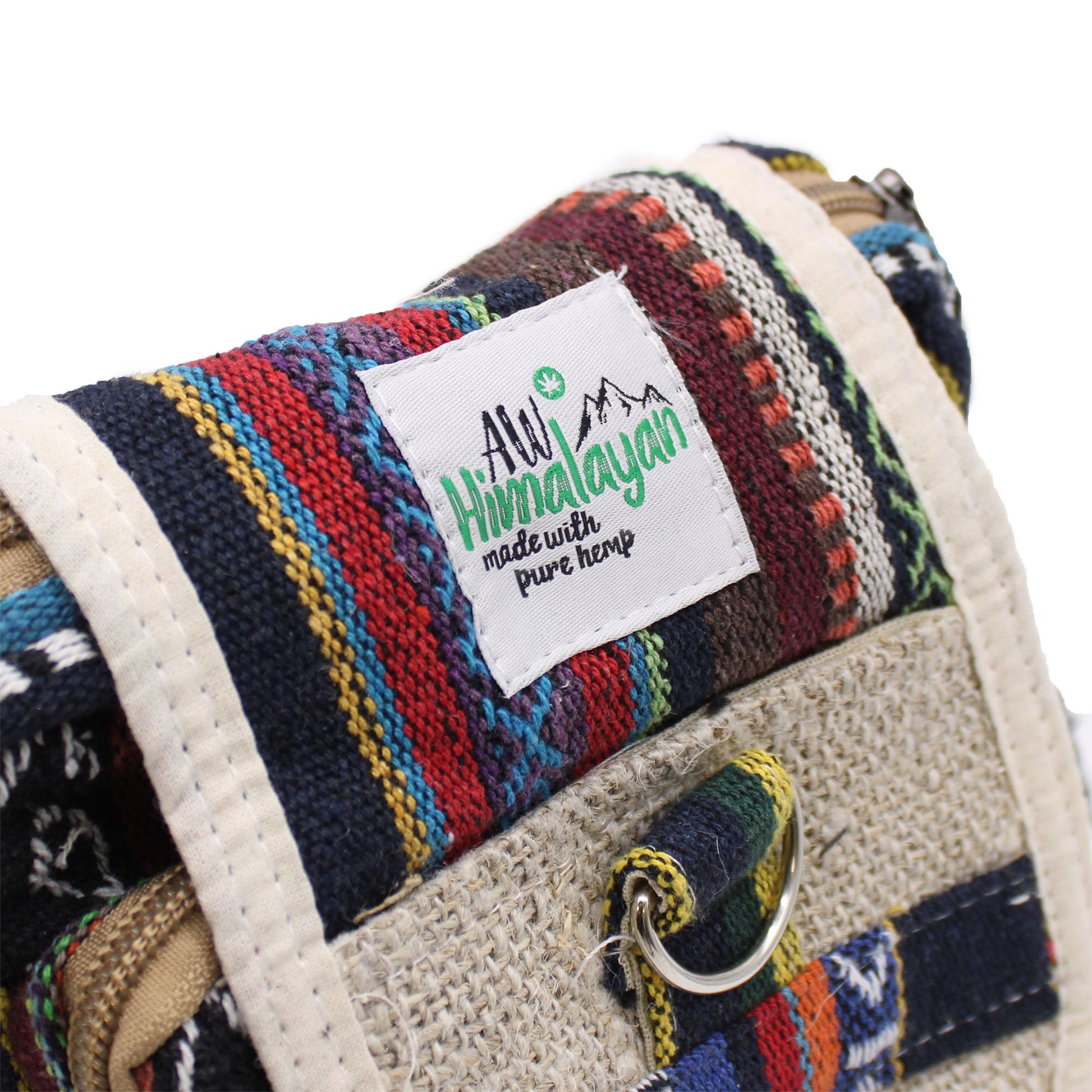 Eco-Friendly Hemp and Cotton Travel Bag - Multicolour product packaging on clean background from Quintessential Holistic Health Ltd