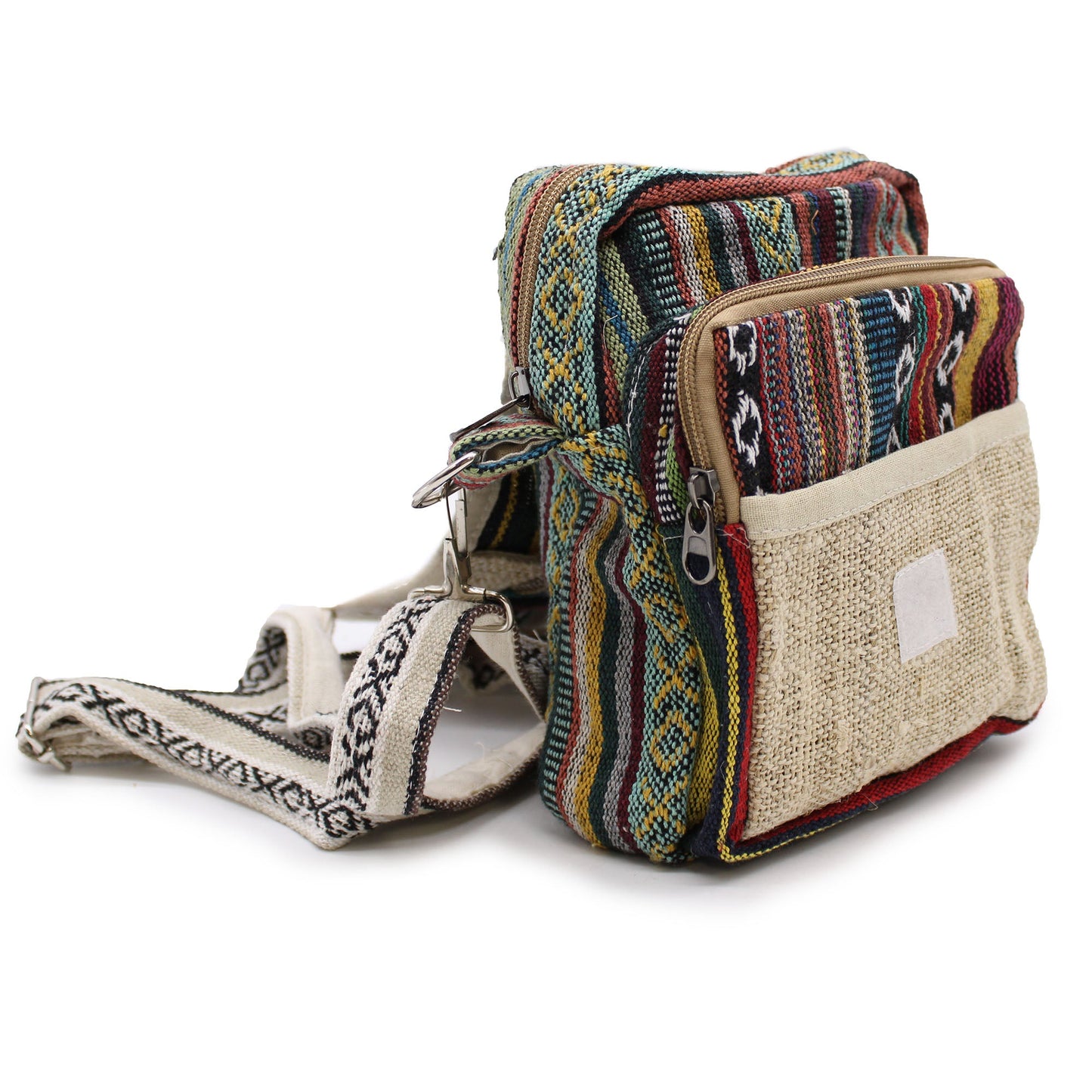 Eco-Friendly Hemp and Cotton Travel Bag - Multicolour product packaging on clean background from Quintessential Holistic Health Ltd