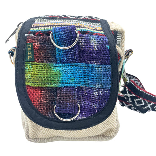 Eco-Friendly Hemp and Cotton Messenger Bag - Tie Dyed product packaging on clean background from Quintessential Holistic Health Ltd