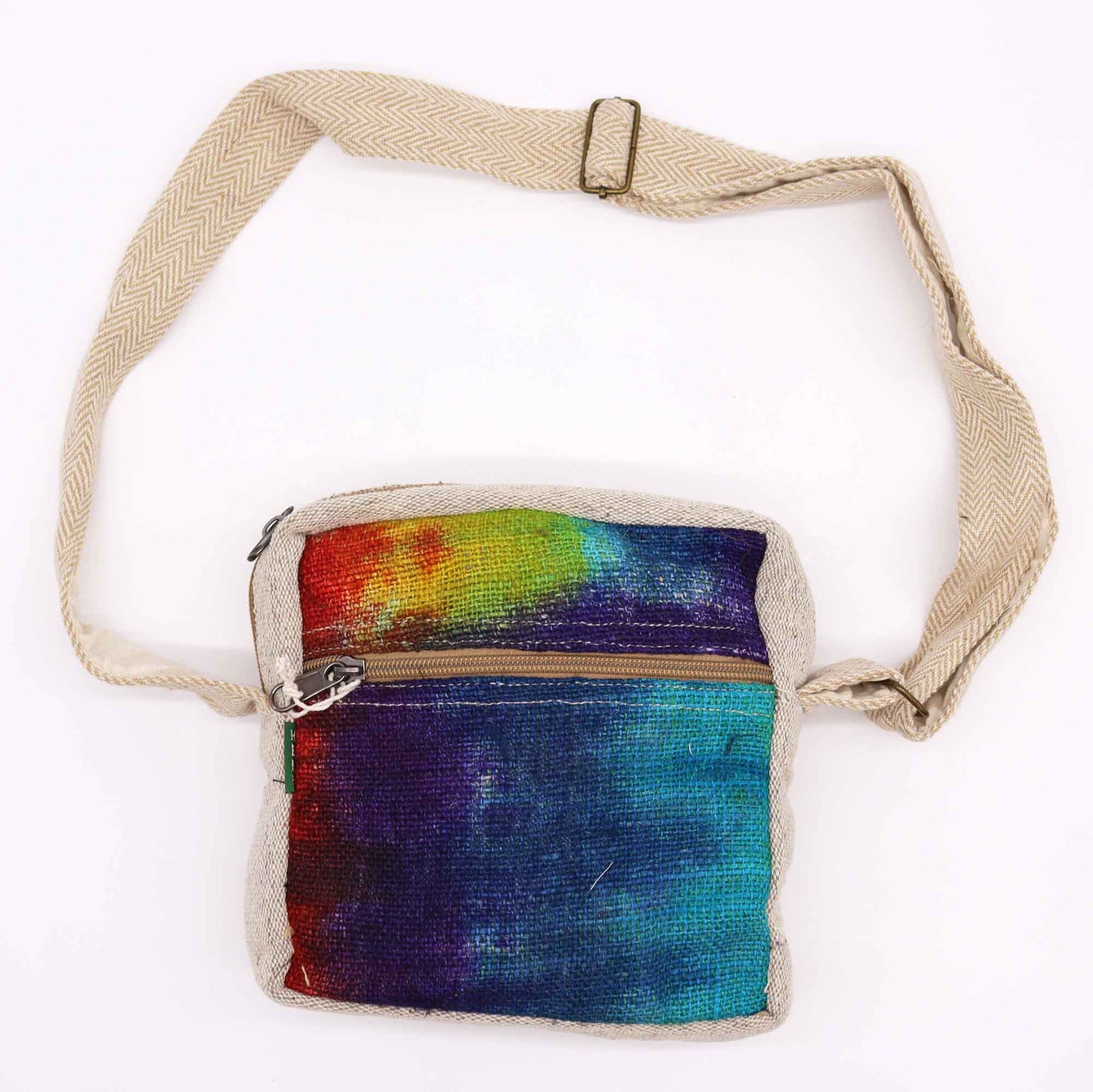 Eco-Friendly Hemp and Cotton Messenger Bag - 1 Zip / Tie Dyed product packaging on clean background from Quintessential Holistic Health Ltd