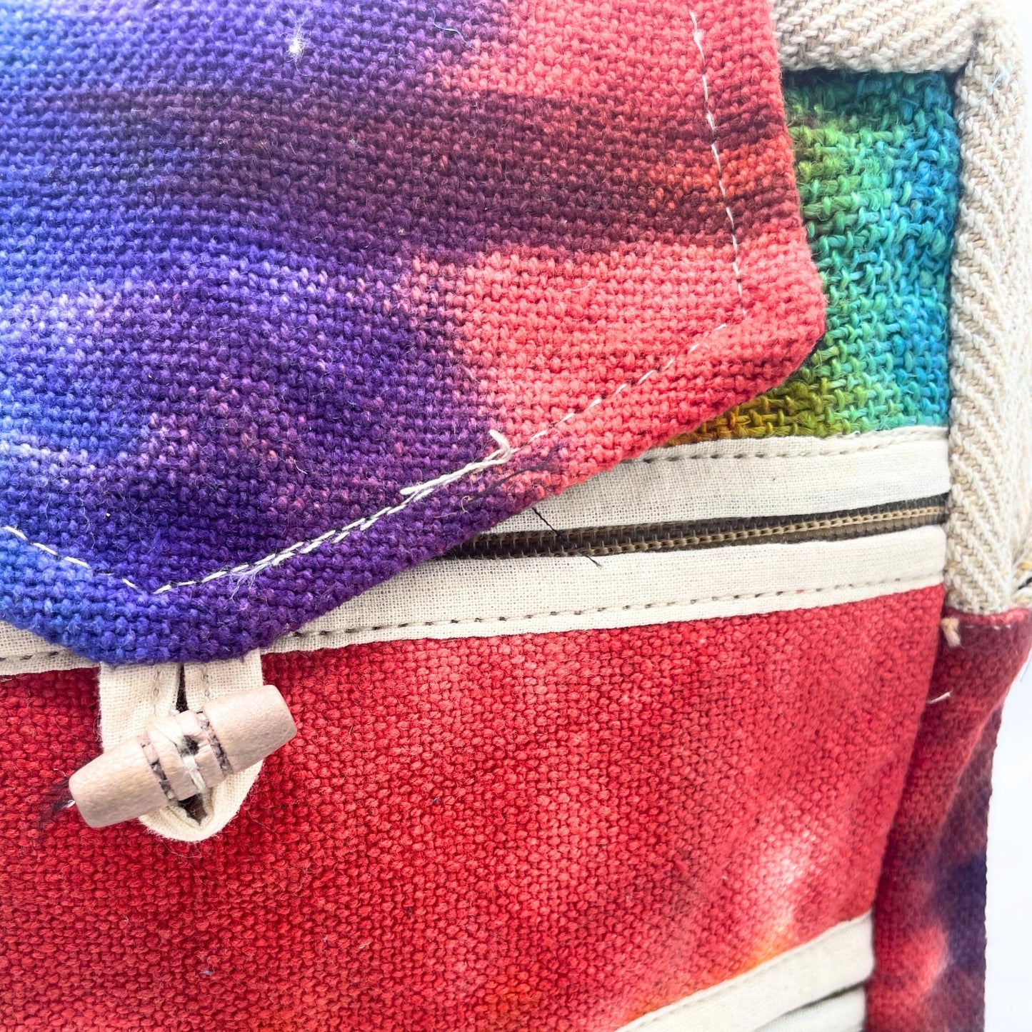 Eco-Friendly Hemp and Cotton Messenger Bag - 2 Zips and Flap / Tie Dyed product packaging on clean background from Quintessential Holistic Health Ltd