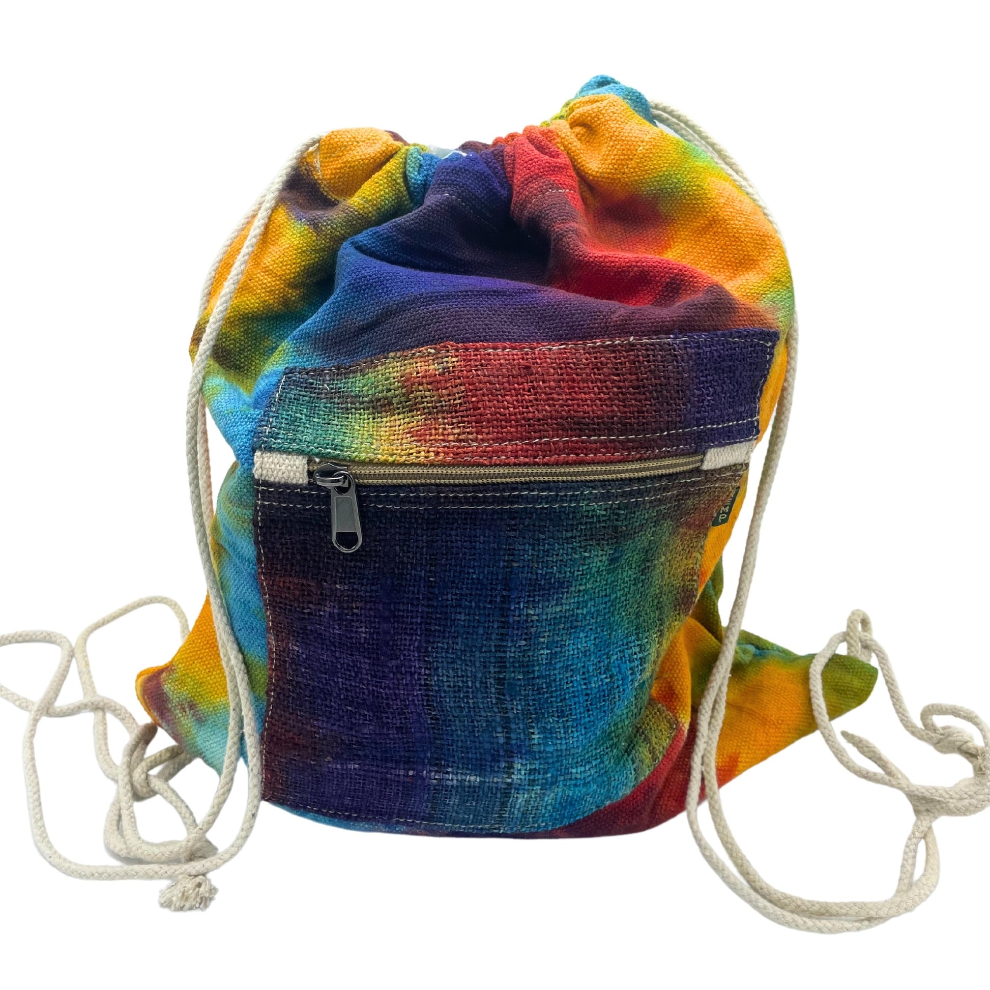 Eco-Friendly Tie Dyed Hemp and Cotton Bag - String product packaging on clean background from Quintessential Holistic Health Ltd