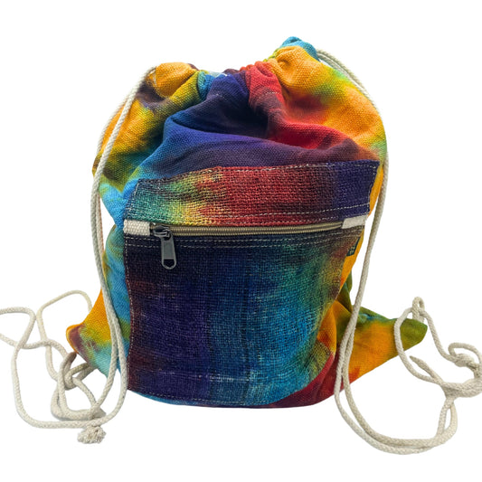 Eco-Friendly Tie Dyed Hemp and Cotton Bag - String product packaging on clean background from Quintessential Holistic Health Ltd