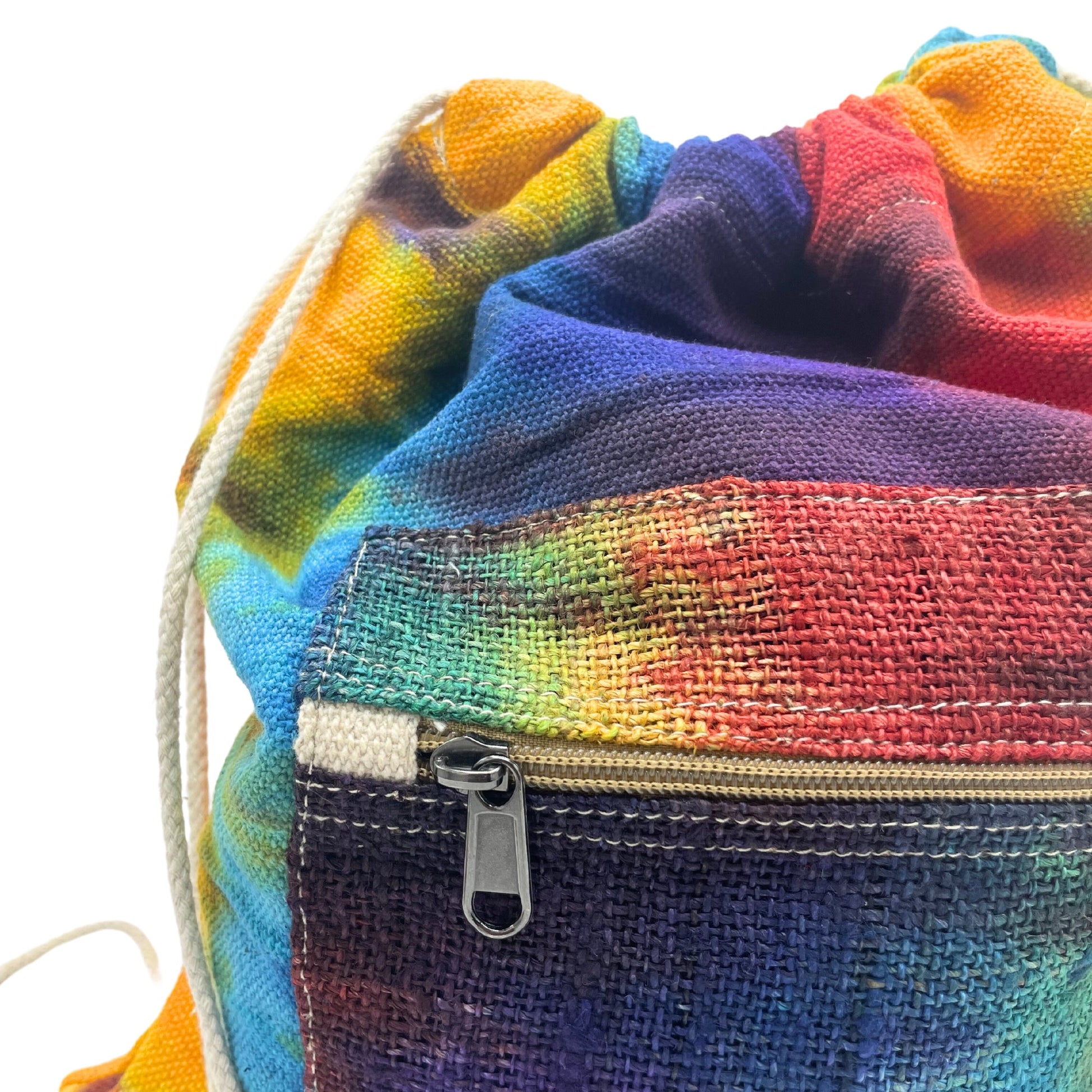 Eco-Friendly Tie Dyed Hemp and Cotton Bag - String product packaging on clean background from Quintessential Holistic Health Ltd