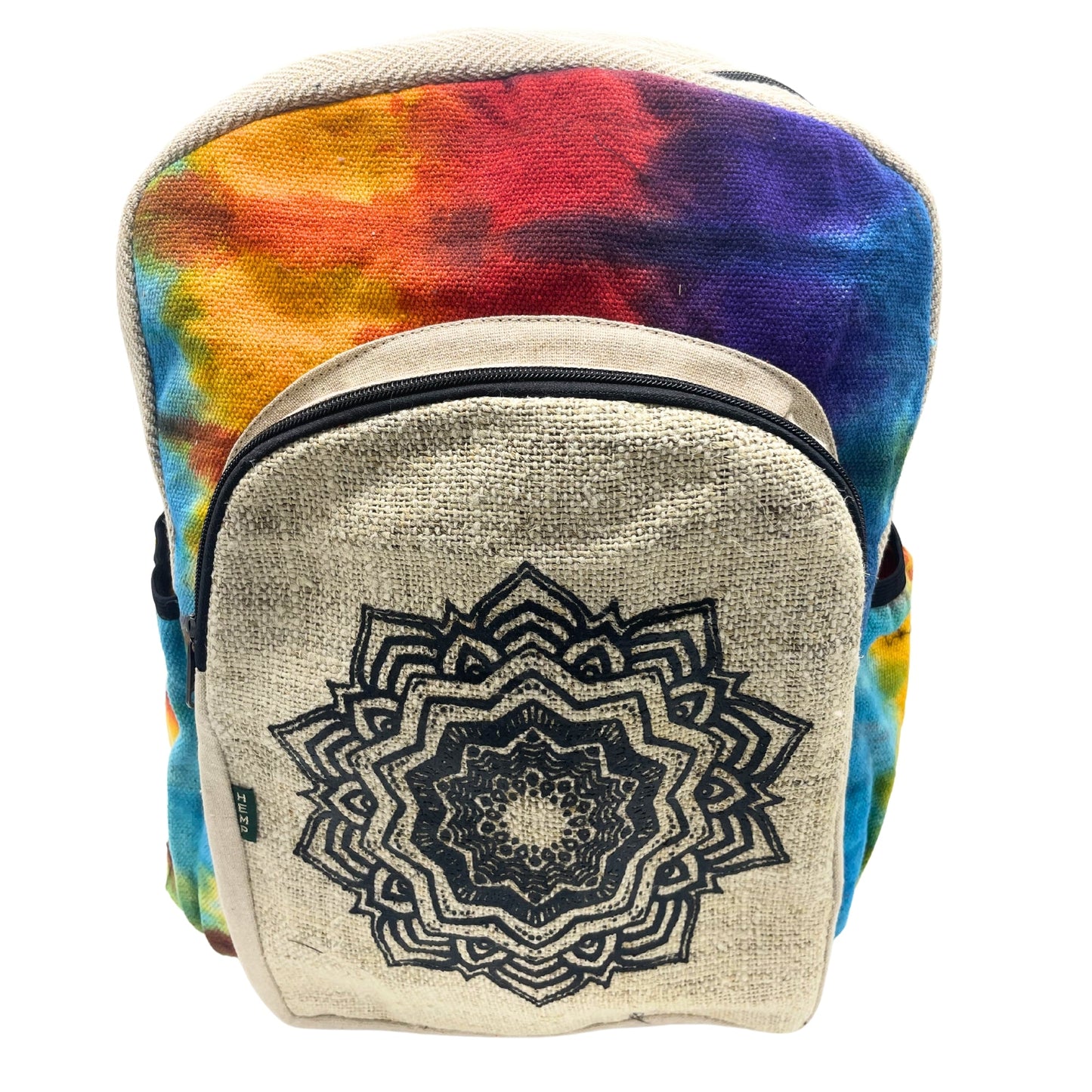 Eco-Friendly Tie Dyed Hemp and Cotton Backpack - Large / Mandala product packaging on clean background from Quintessential Holistic Health Ltd