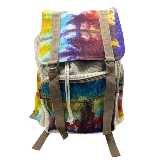 Eco-Friendly Tie Dyed Hemp and Cotton Backpack - Square / Large
