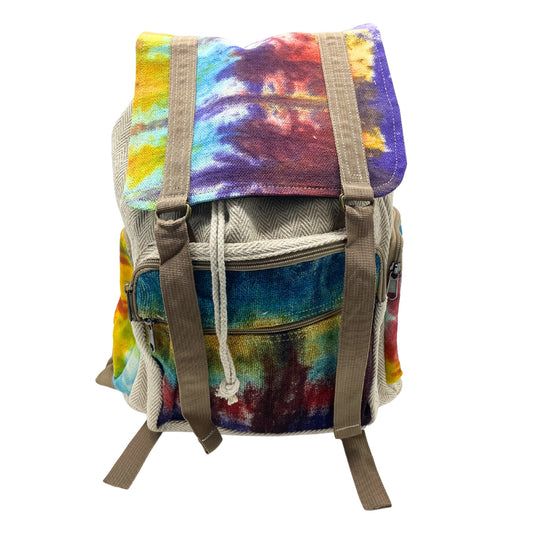 Eco-Friendly Tie Dyed Hemp and Cotton Backpack - Square / Large product packaging on clean background from Quintessential Holistic Health Ltd