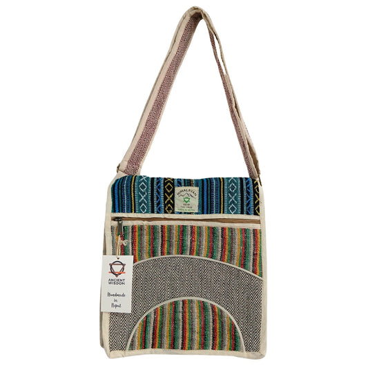 Eco-Friendly Hemp and Cotton Laptop Messenger Bag - Curves product packaging on clean background from Quintessential Holistic Health Ltd
