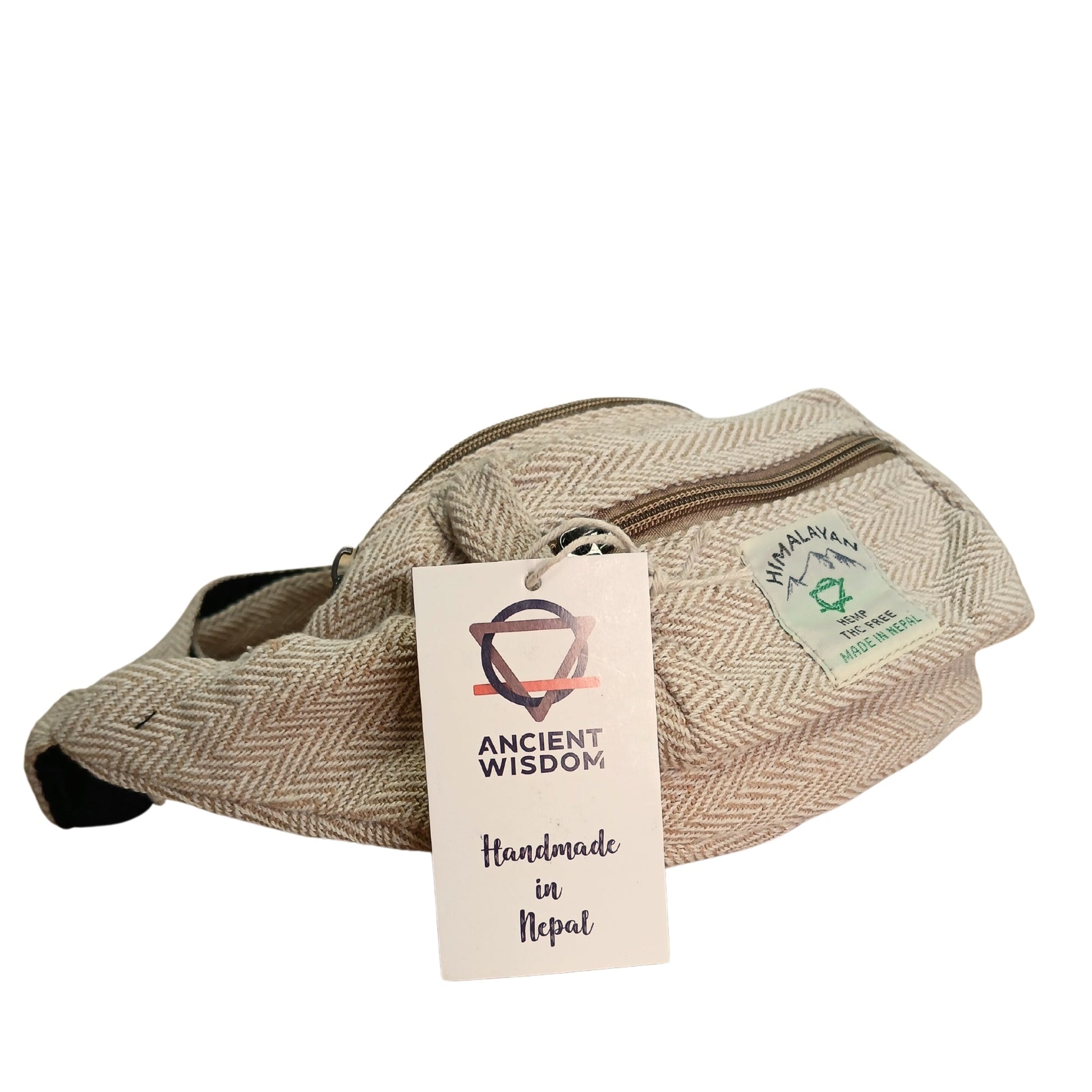 Eco-Friendly Hemp and Cotton Bumbag - Natural product packaging on clean background from Quintessential Holistic Health Ltd